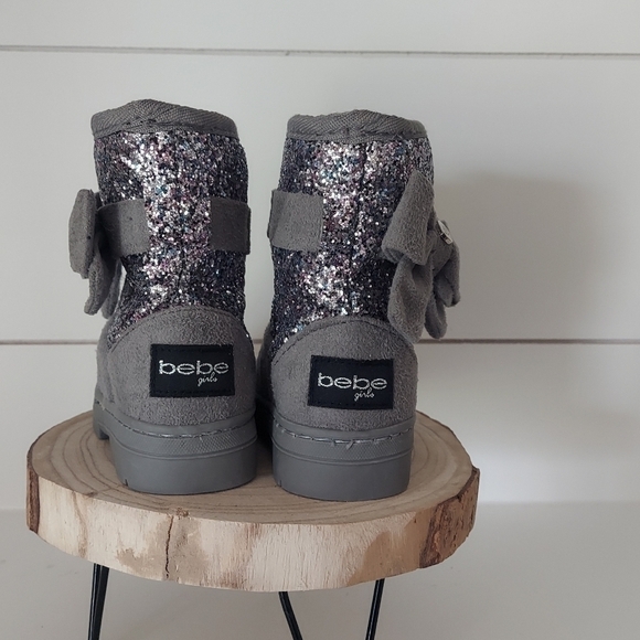 bebe Girls Winter Micro Suede Boots with Rhinestone Embellished Logo & Bow - Picture 4 of 6